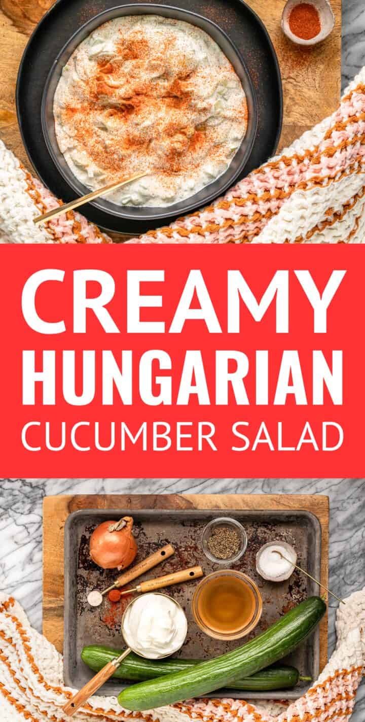 creamy Hungarian cucumber salad pin graphic