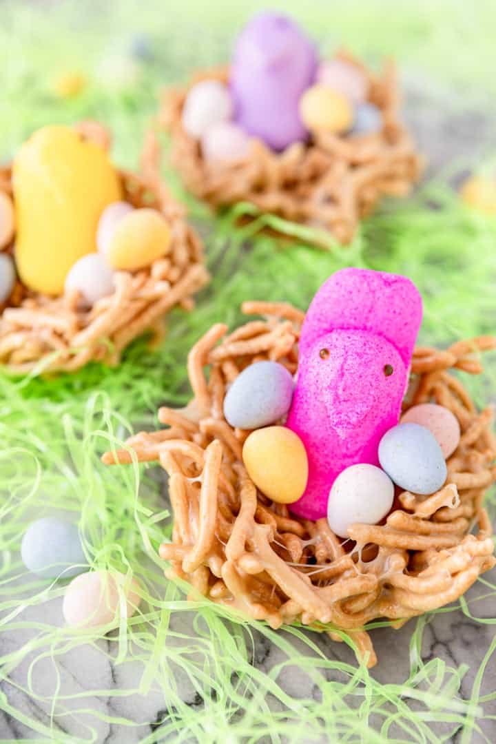 edible birds nests easter treats with peeps and candy eggs