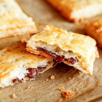 homemade nutella toaster pastry cut open to show the filling