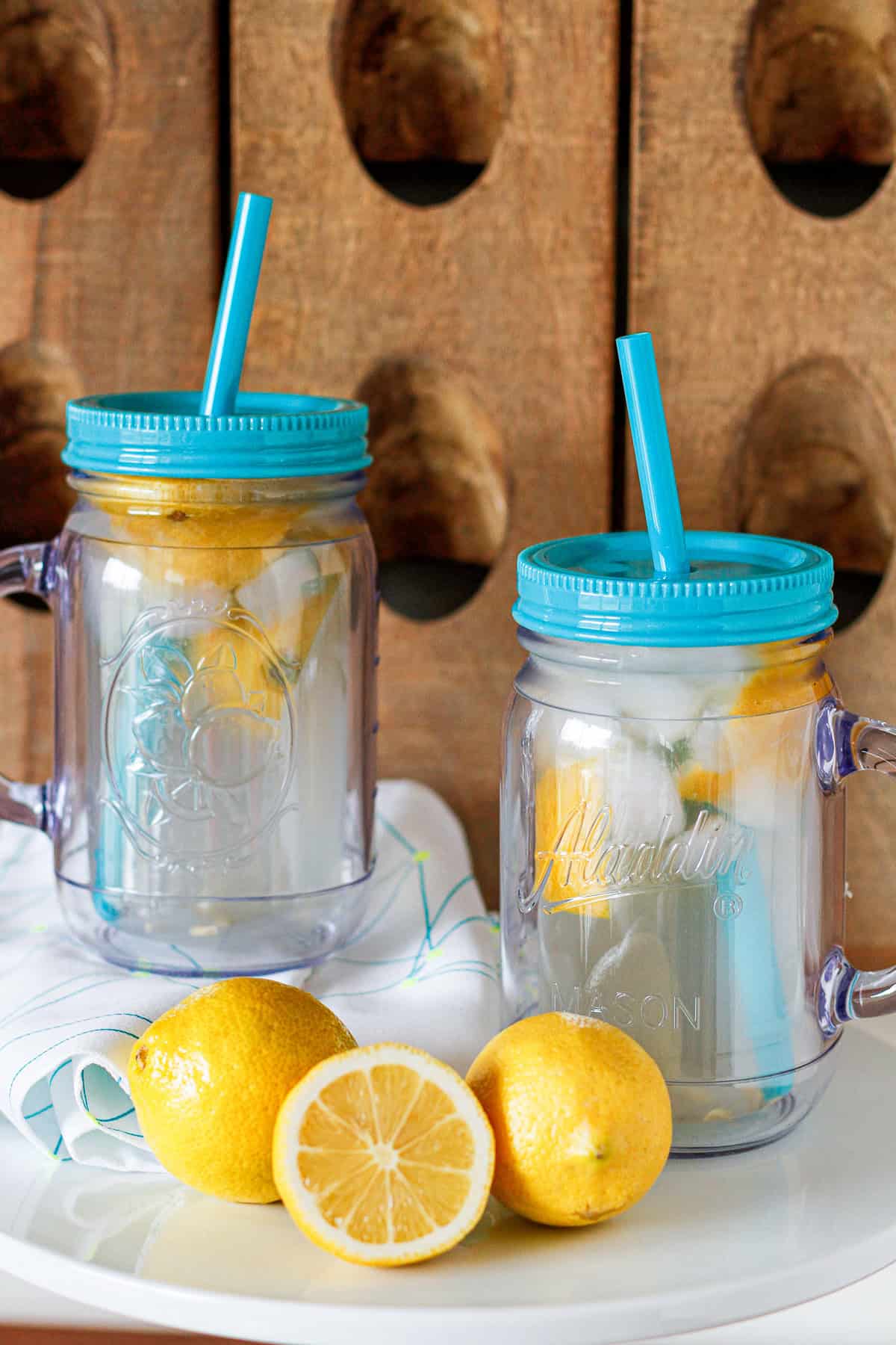 16 oz. Summer Lemon Mason Cup with Straw