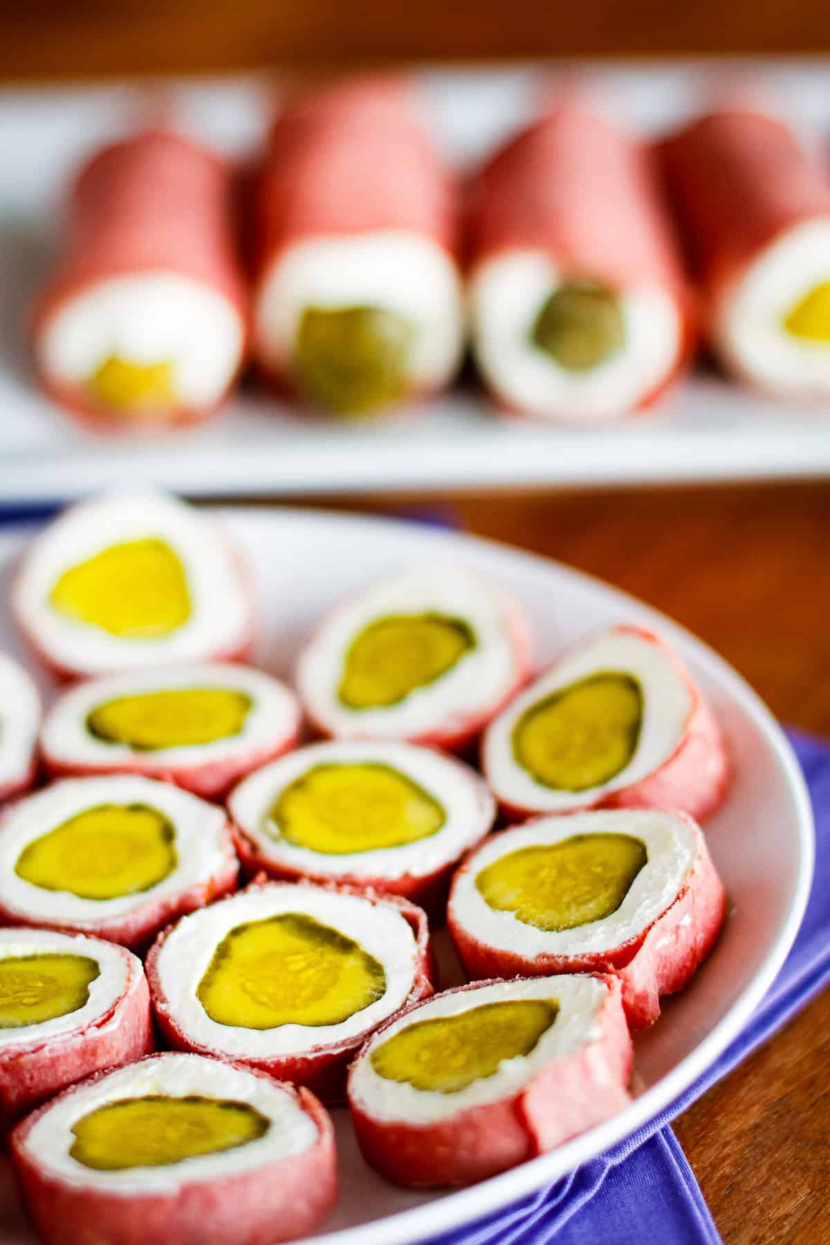 pickle wraps are pickles and cream cheese wrapped in dried beef