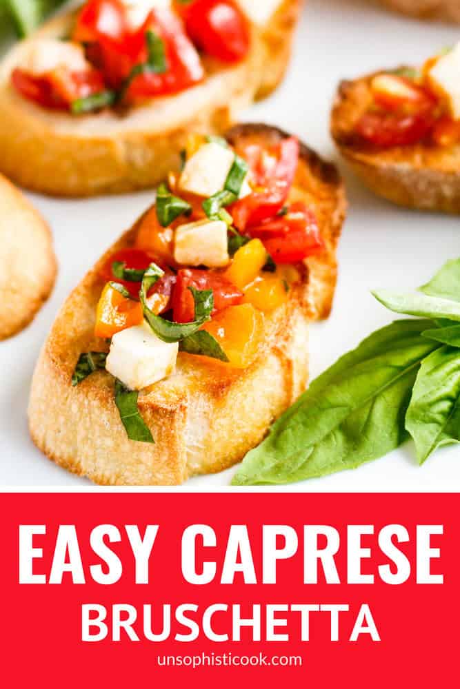 easy bruschetta recipe with caprese topping