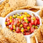 fresh watermelon salsa with tortilla chips