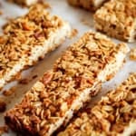 crunchy granola bars on parchment paper
