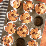 espresso chocolate chip muffins in white paper muffin cups