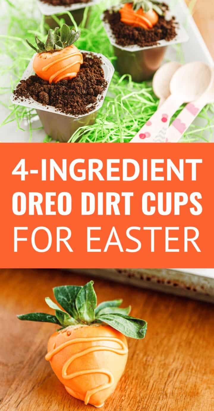 easter dirt cups made with snack size chocolate pudding cups