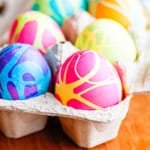 rubber cement eggs with gel food colors dye