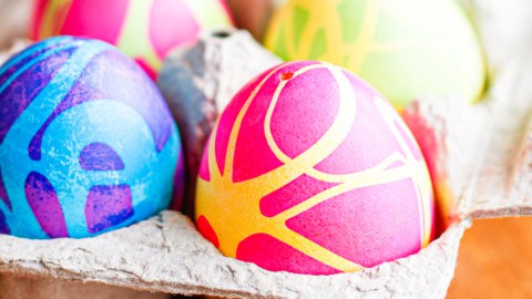 rubber cement eggs with gel food colors dye