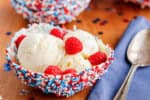 Chocolate Bowls -- we've all seen those fancy chocolate balloon bowls on TV... Take them to the next level by coating them with your favorite colored sprinkles, so adorable and festive for any party! | via @unsophisticook on unsophisticook.com