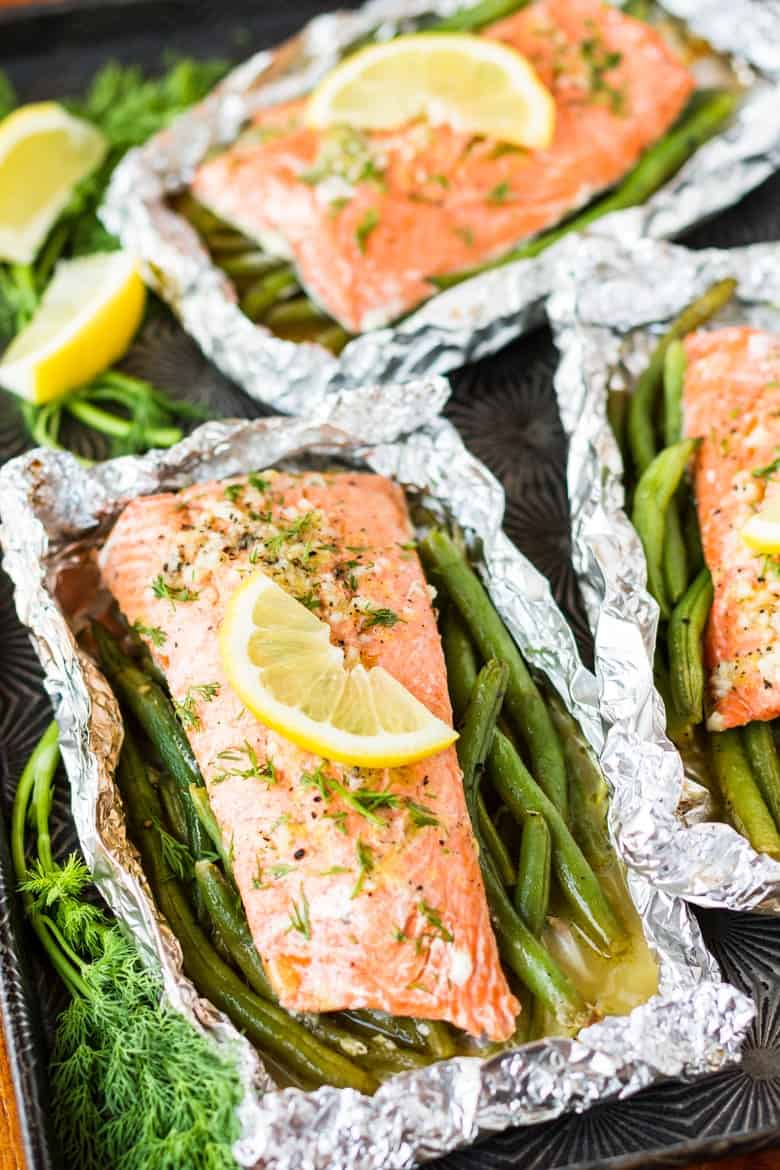 easy grilled salmon in foil recipe is a protein and side in one