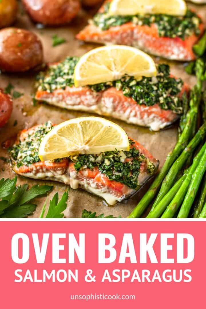 oven baked salmon and asparagus and potatoes
