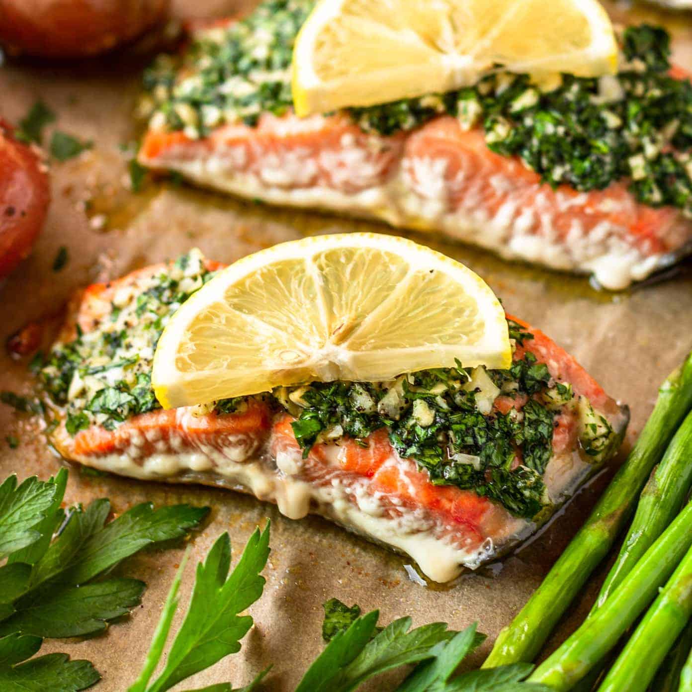 Parsley & GarlicRubbed Sheet Pan Salmon Unsophisticook