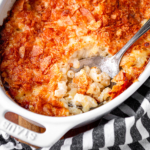macaroni and cheese casserole recipe with crushed potato chips topping