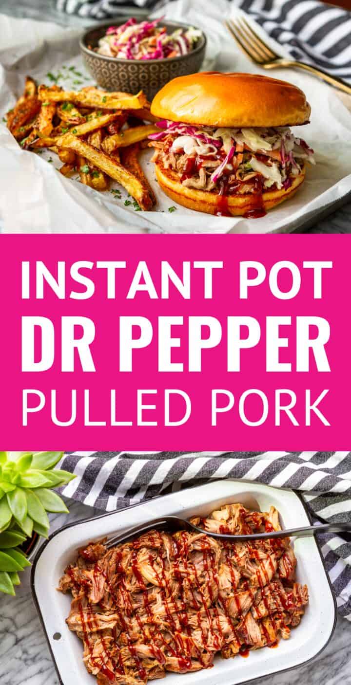 instant pot pulled pork dr pepper with fries and coleslaw