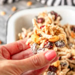 haystack cookie recipe with peanuts, dried cranberries, and chow mein noodlers