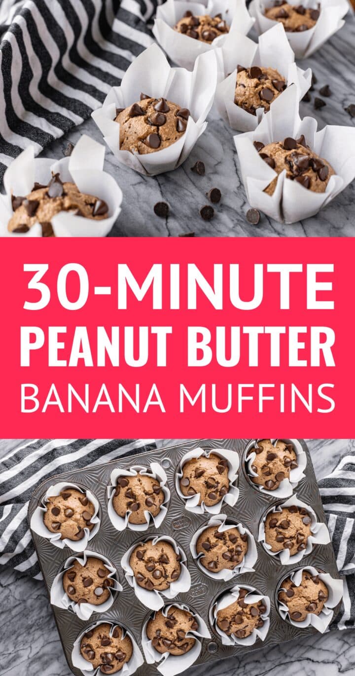 peanut butter banana muffins with parchment paper muffin liners