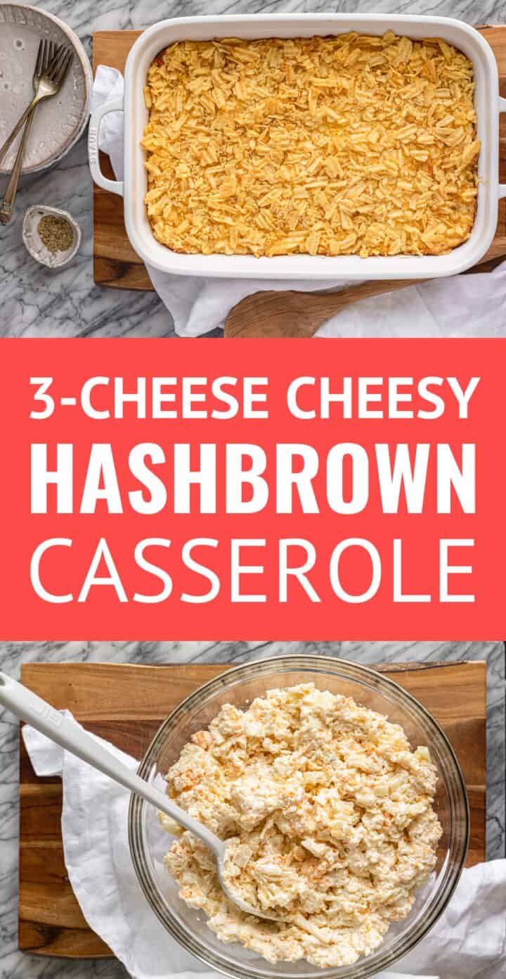 cheesy hashbrown casserole pinterest graphic
