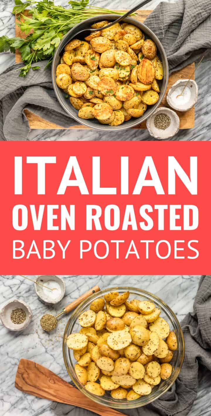 Italian oven roasted baby potatoes pinterest graphic