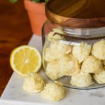 diy garbage disposal cleaner tabs on a marble board with a glass canister