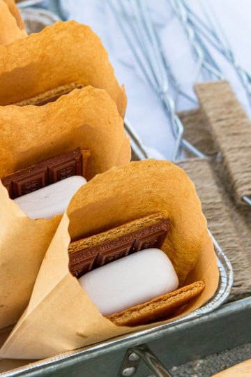individual s'mores packs in kraft paper bags