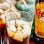 kahlua and soda over ice in a glass