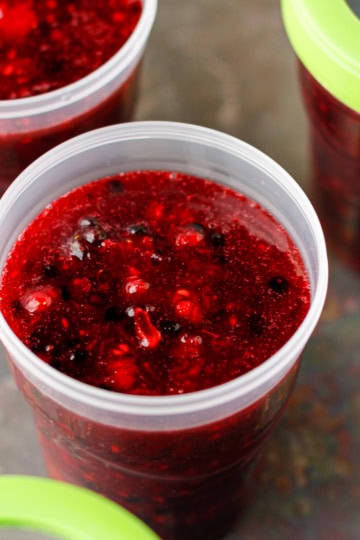 freezer jam in plastic freezer jam containers with lids