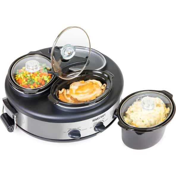 HomeCraft Triple Round Crockpot Slow Cooker